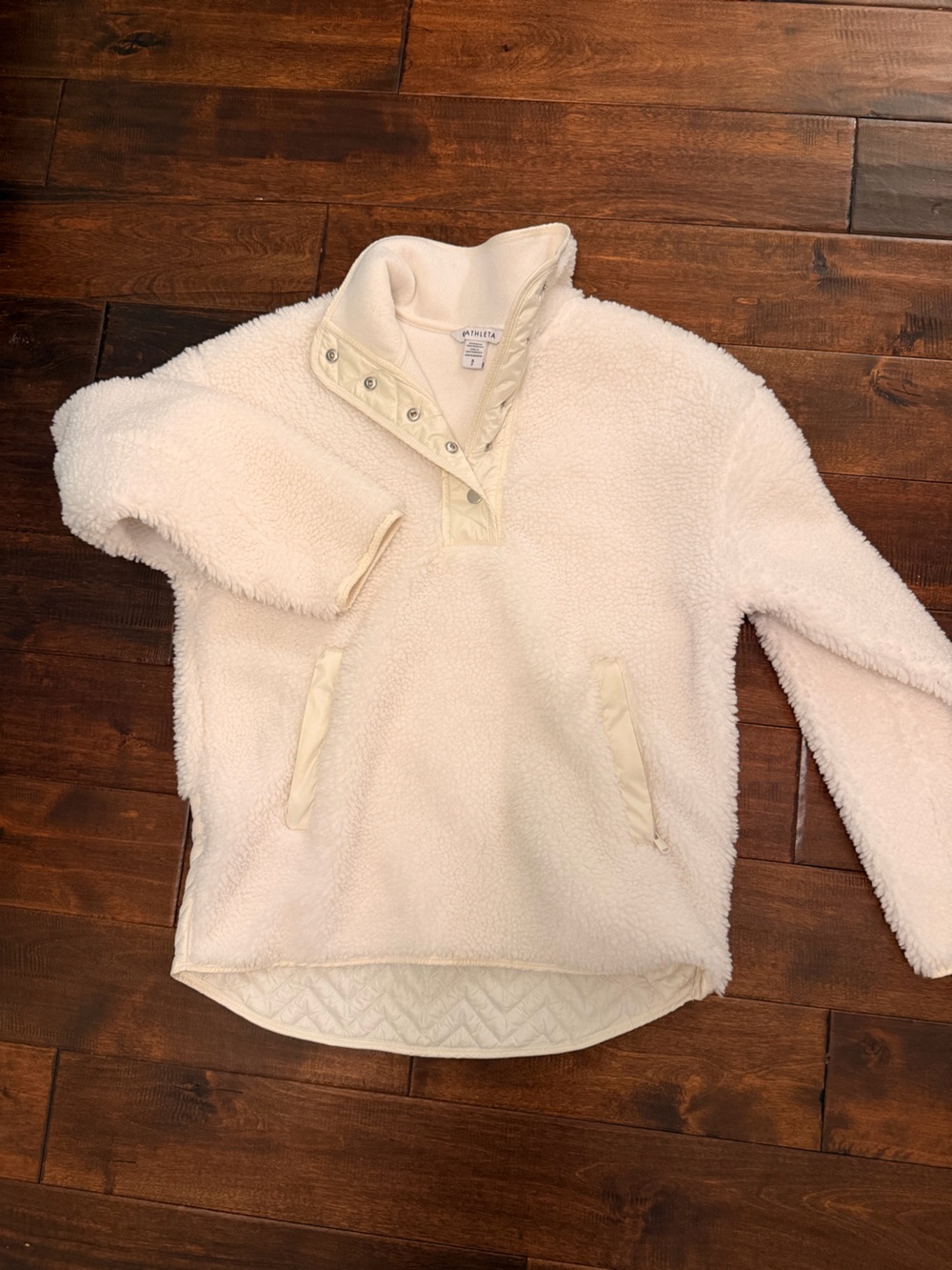 Athleta Cream Sherpa Pullover Jacket